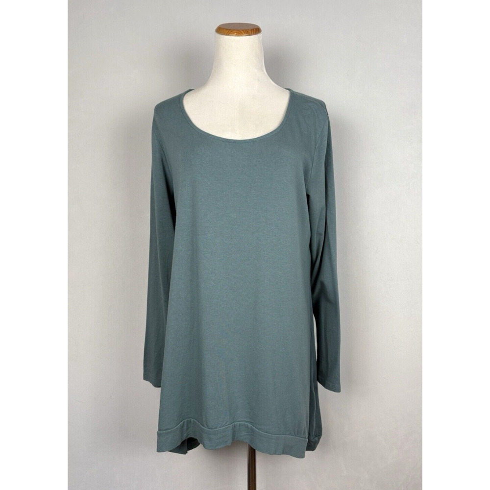 Chalet Et Ceci Tammy‎ Tunic M Blue Bamboo Cotton Asymmetric Hem Relaxed Soft